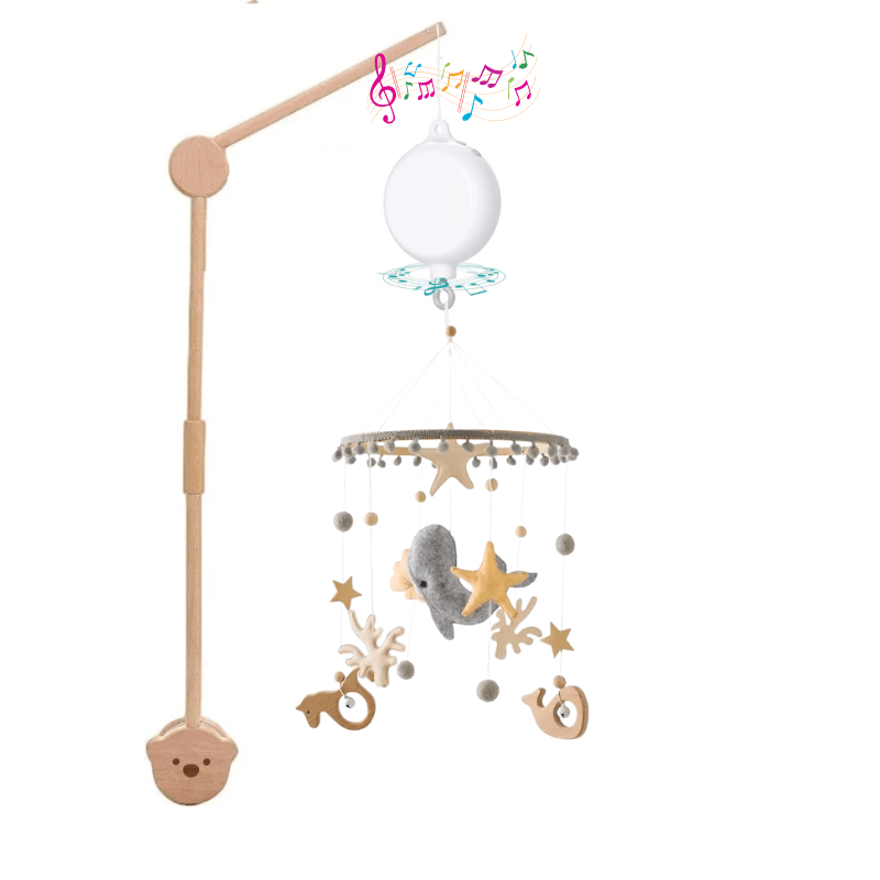 Baby crib mobile with music