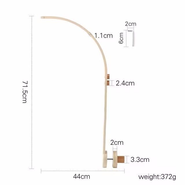 Arm for crib mobile