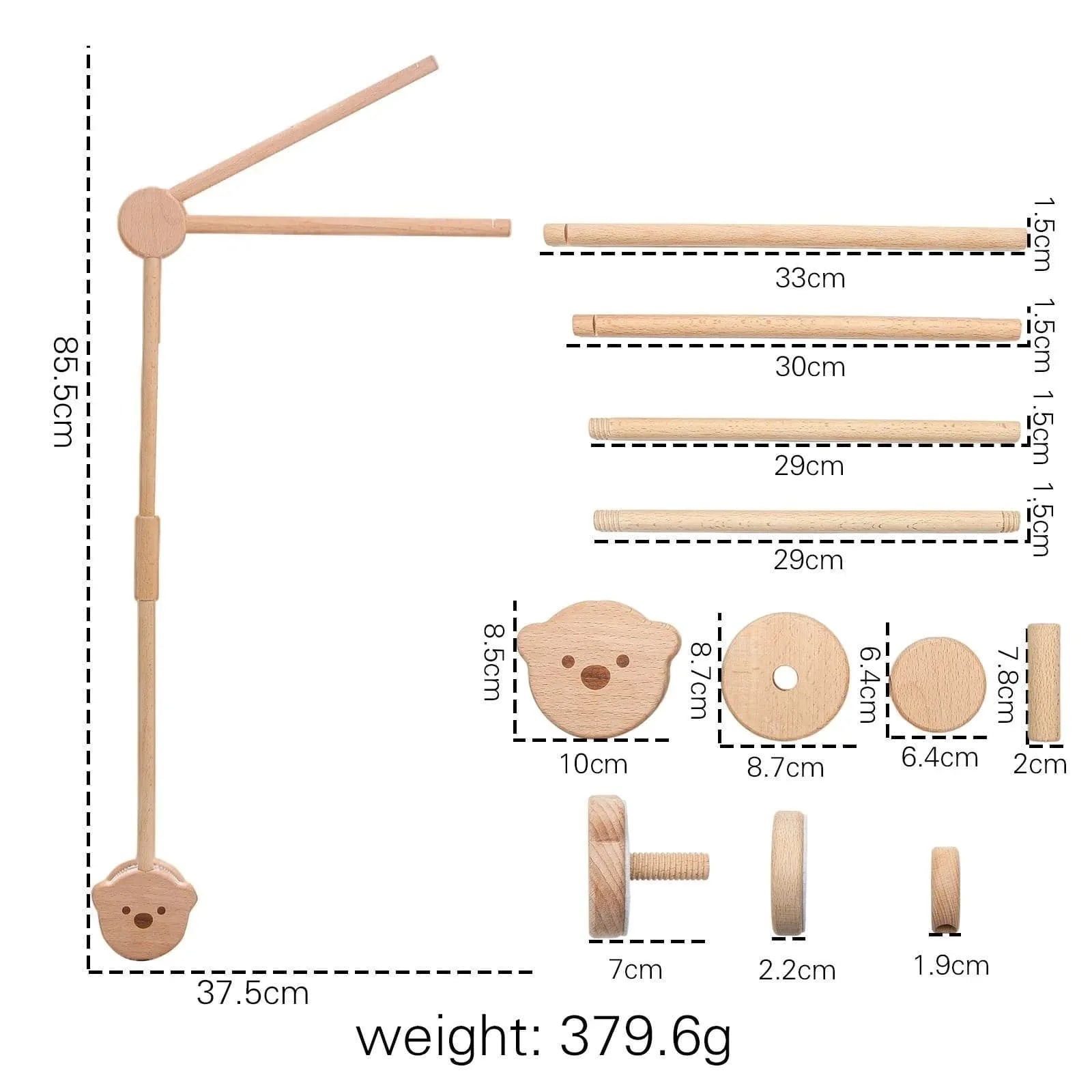 Arm for crib mobile
